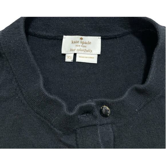 Kate Spade New York Black Cashmere Silk Cotton Blend Button Up Cardigan Size XS - Picture 5 of 7